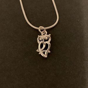 Sterling Silver 92.5 Snake Chain Owl Charm Pendant Necklace NWOT